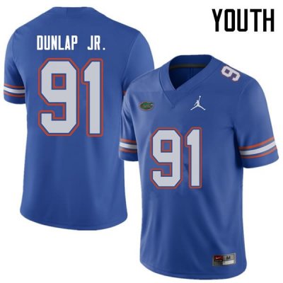 Youth Florida Gators #91 Marlon Dunlap Jr. NCAA Jordan Brand Royal Authentic Stitched College Football Jersey LIA7262GV